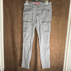 Unionbay Women's Gray Cargo Pants Zip Pockets Slim Fit Casual Utility Size 3
